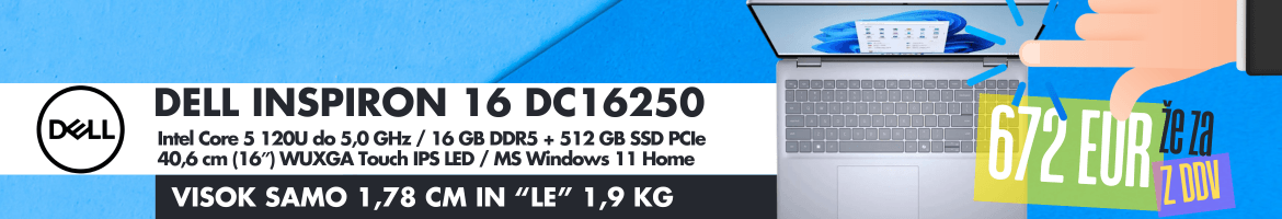 Prenosnik Dell Inspiron 16 DC16250 že za 672€ z DDV